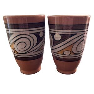 Pair of Vintage Glazed Panama Pottery Cups